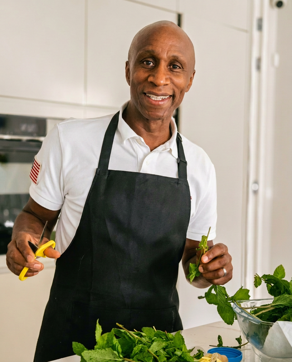 Chef Owen Gregory at work in a private kitchen